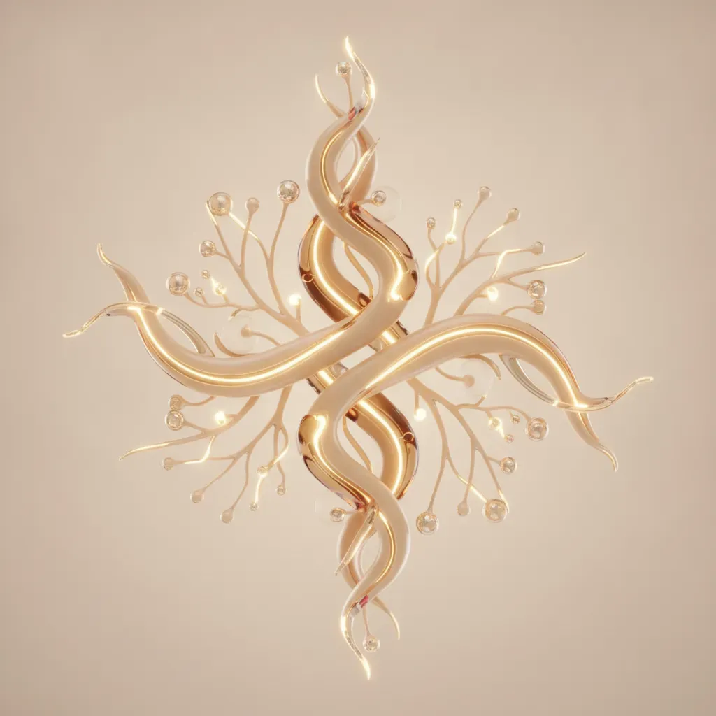 A close-up 3D render showing organic botanical forms, symbolizing the holistic health approach of Varana Botanica.
