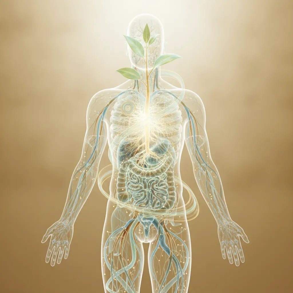 A conceptual 3D illustration showing a healthy, vibrant plant integrated with abstract geometric forms, symbolizing the purity of organic nutrition for the body.
