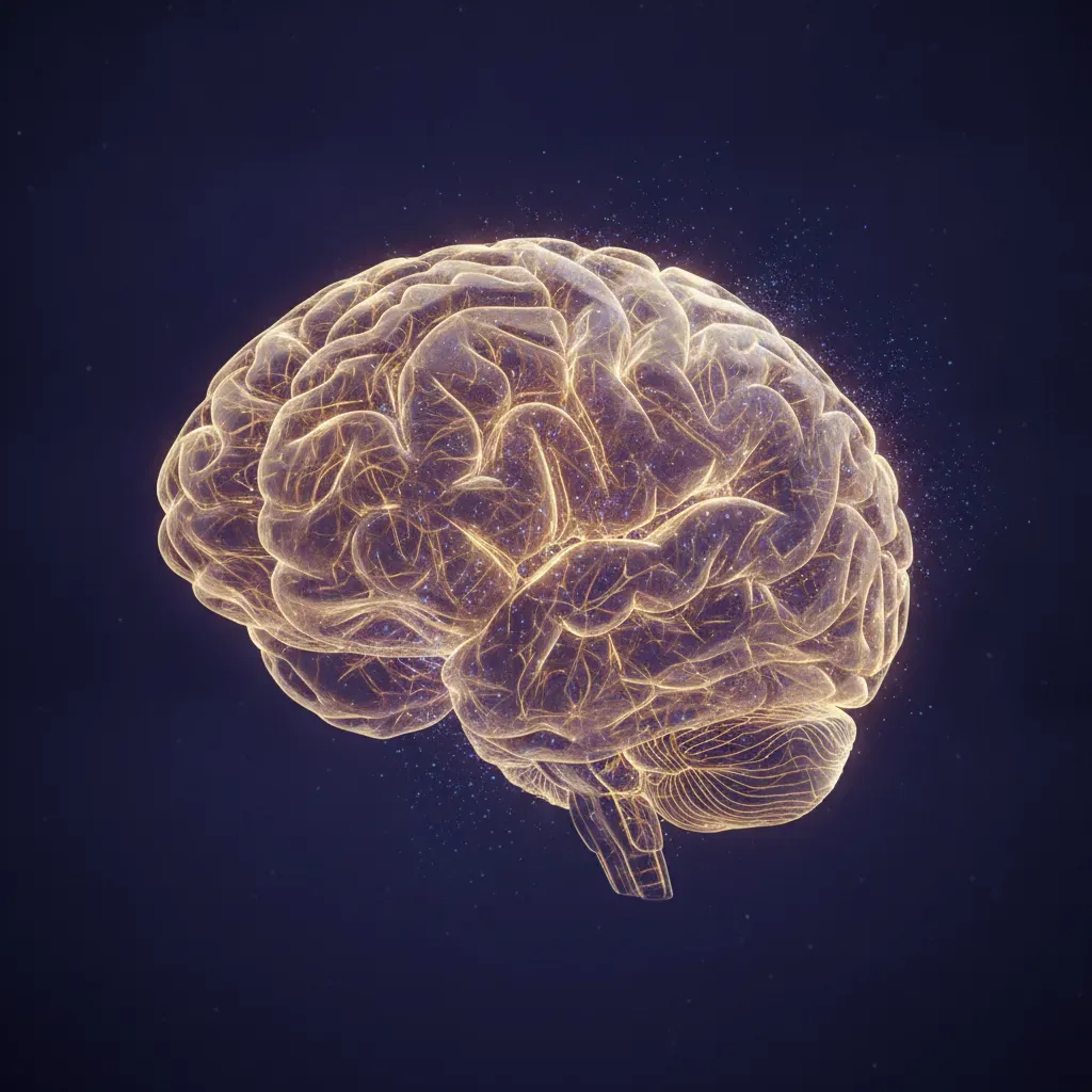 An artistic 3D representation of the brain's Glymphatic system undergoing restoration and detoxification during deep sleep.